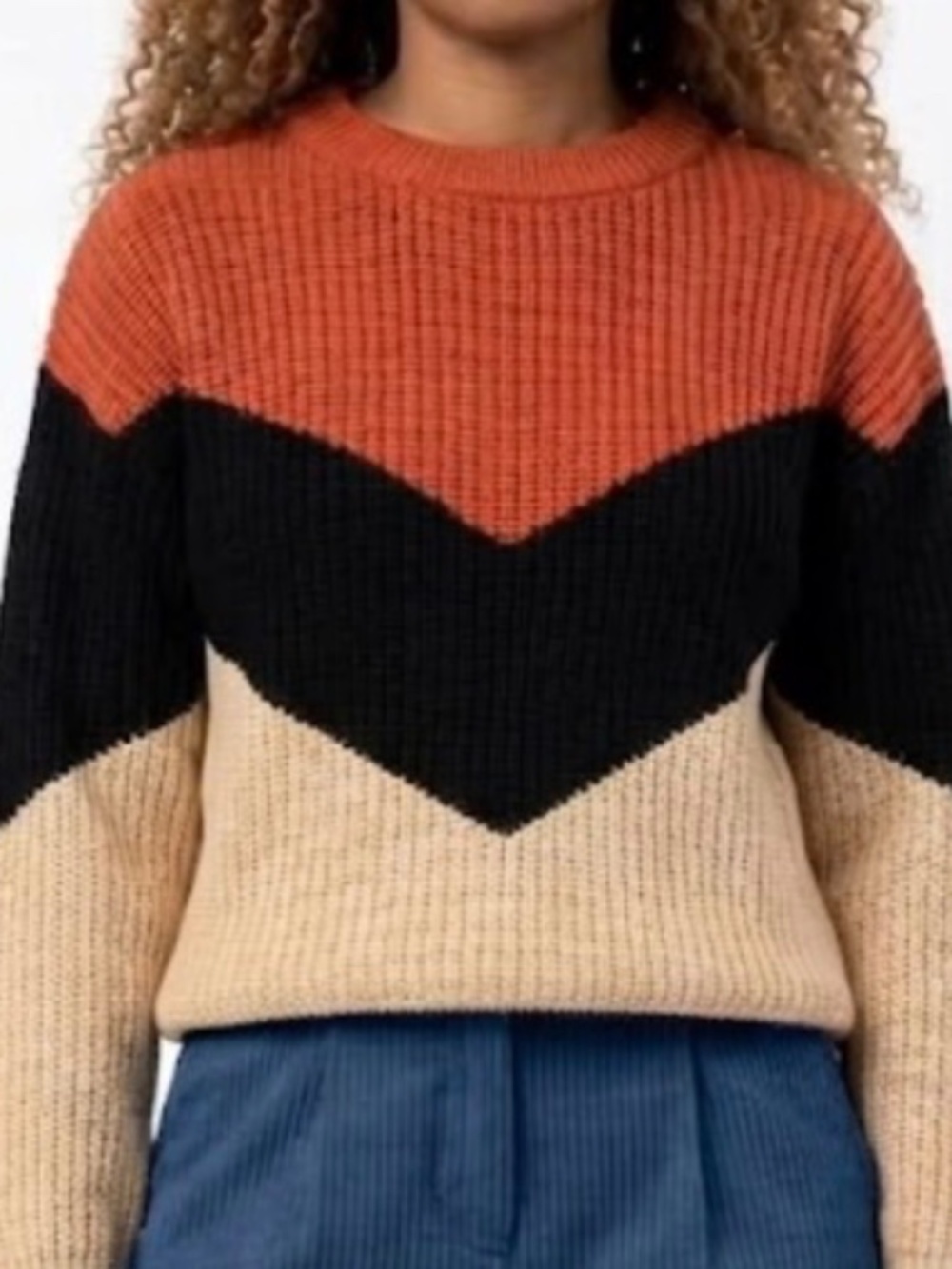 Chevron Colorblock Knit Sweate - Picture 3 of 3